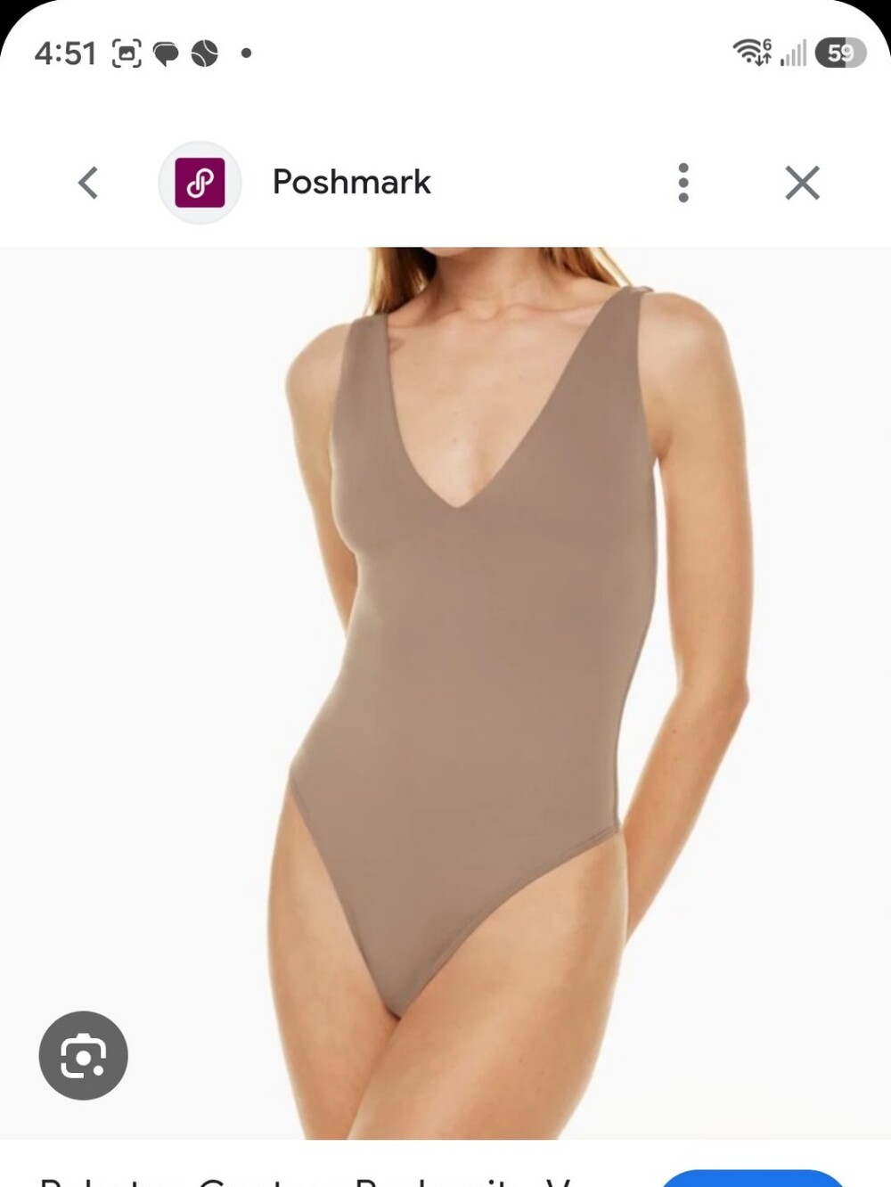 Aritzia Babaton V-Neck Contour Bodysuit thong Style in Taupe Size M